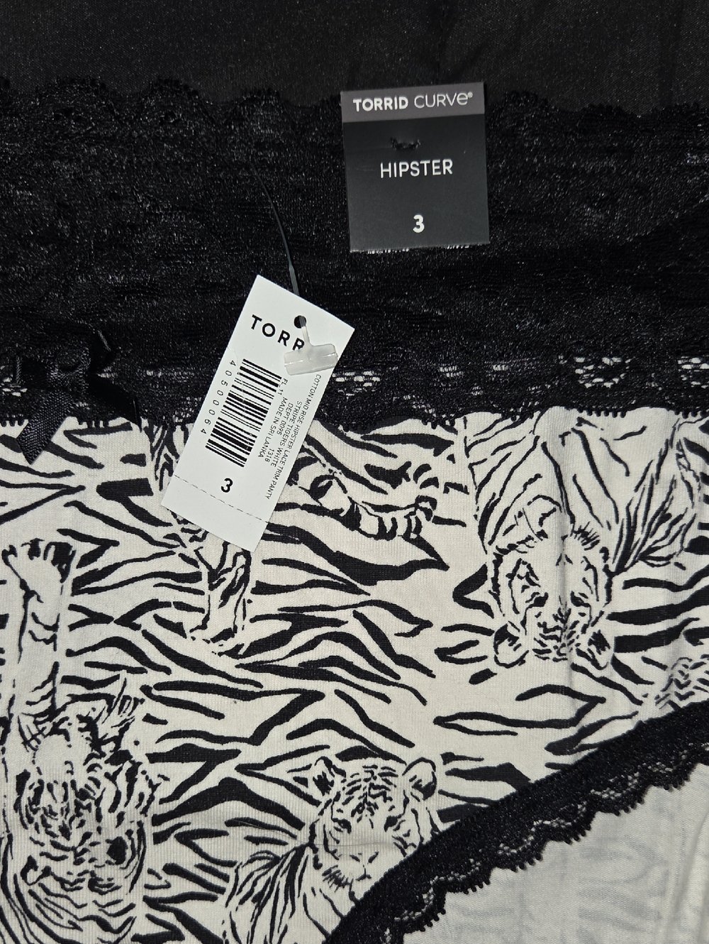 torrid Black & White Tiger Lace Hipster Panty